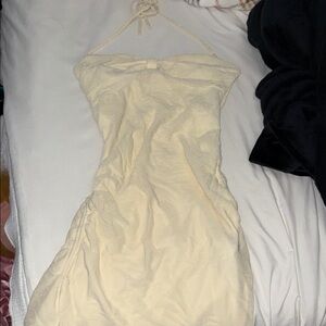 Elegant Cream Halter Dress